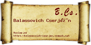 Balassovich Cserjén névjegykártya
